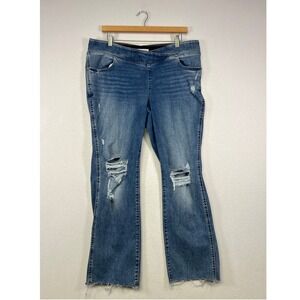 Distressed Boho m jeans by maurices Women 16W Short Slim Bootcut Pull On Jeans